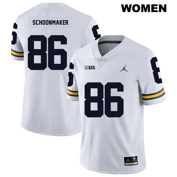 Women's NCAA Michigan Wolverines Luke Schoonmaker #86 White Jordan Brand Authentic Stitched Legend Football College Jersey XP25I80ZD